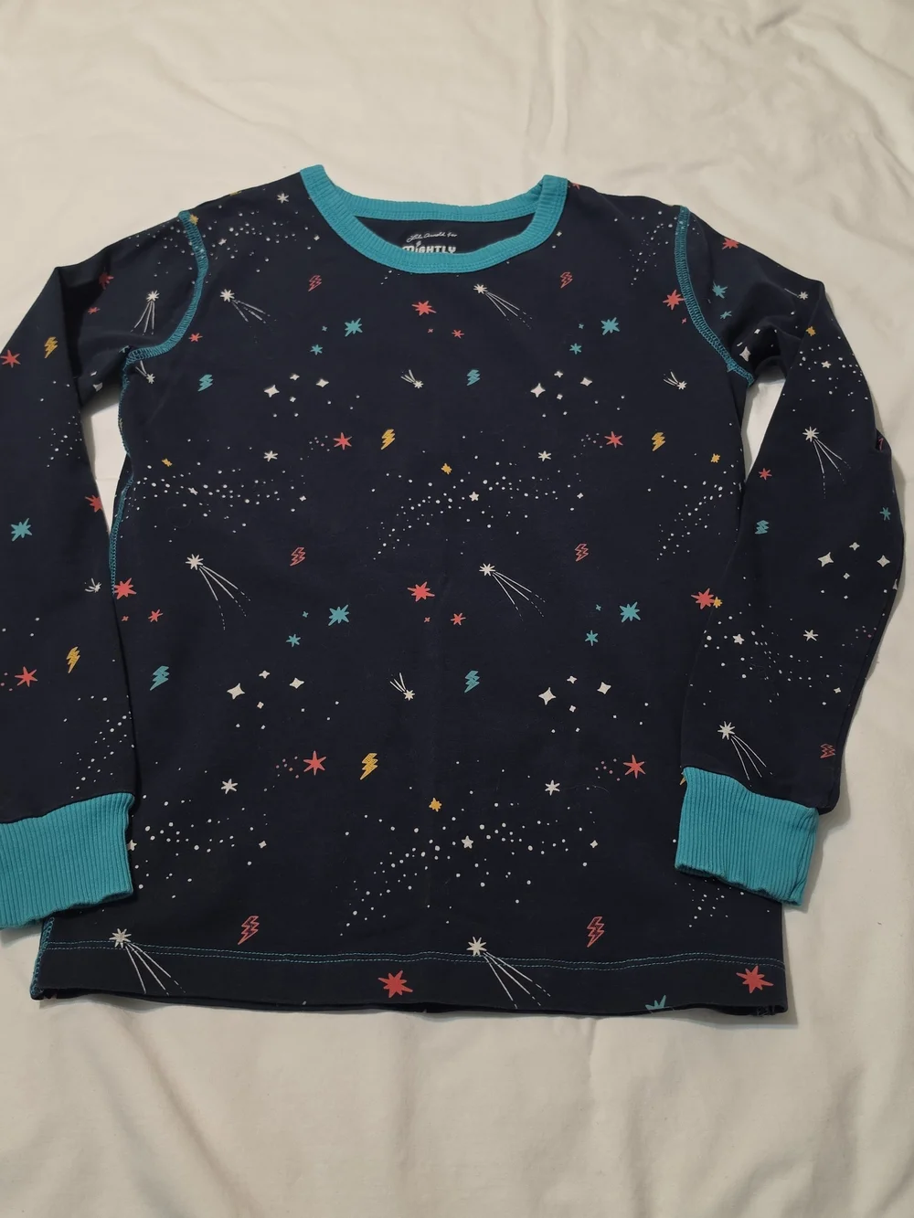 Mightly Kids Navy Space-Print Organic Cotton Pajama Set